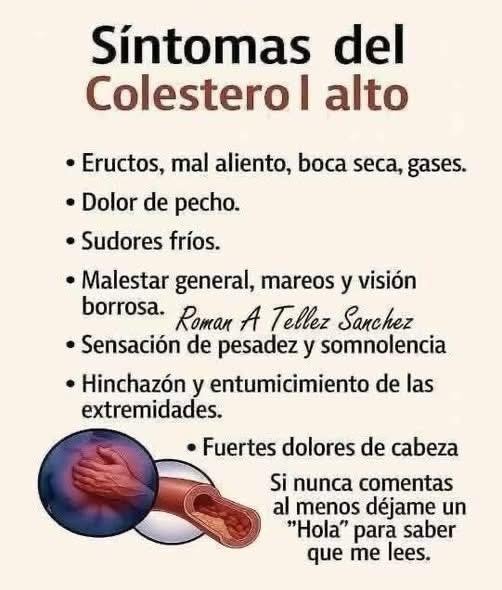 Síntomas del colesterol alto… Ver más