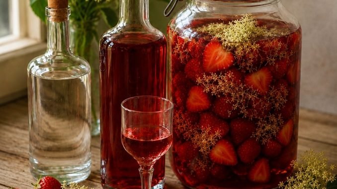 Licor llamado y bebida – de fresa perfecta para la temporada de floración llamada