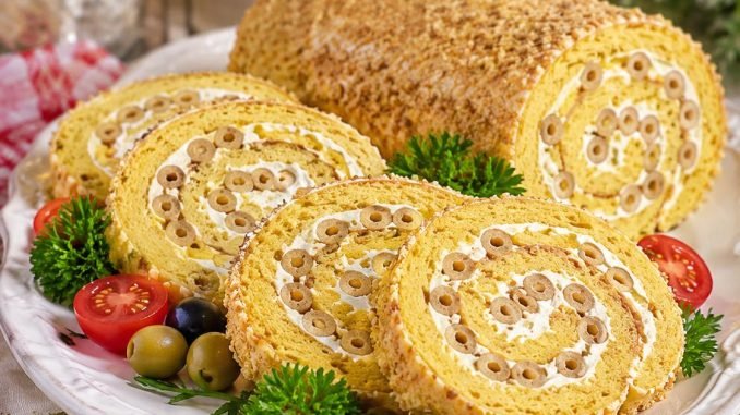 ROLLO SALADO CON GRANO DE MANÍ – decorativo, cremoso y perfecto para la mesa eslava…