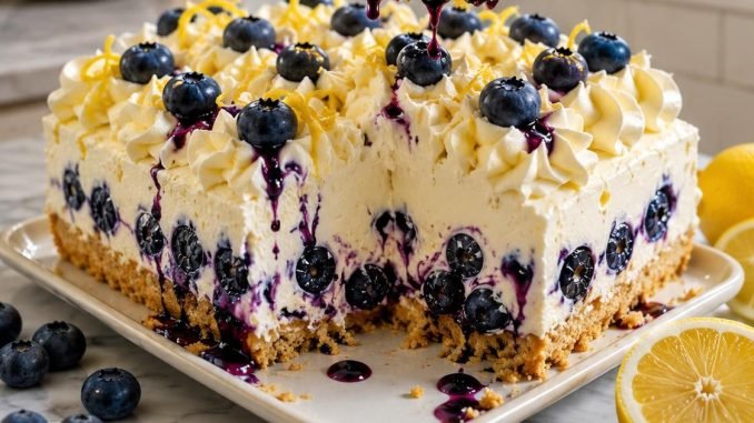¡ESTE PASTEL DE ARÁNDANOS Y LIMÓN ES HIT – ligero como una nube y lleno de crema!