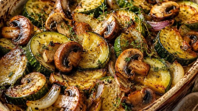 LEAN ZUCCHINI CON CHAMPIÑONES DEL HORNO – sin carne, ¡y rico y jugoso!