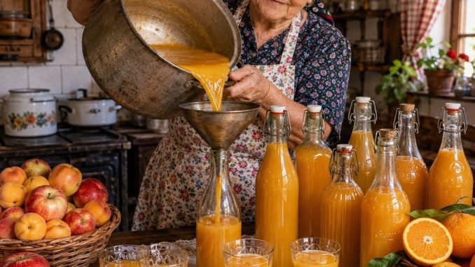 ¡ASÍ ES COMO GRANDMA HIZO MIX FRUIT JUICE – albaricoques, manzanas y naranjas dan 24 litros de puro placer!