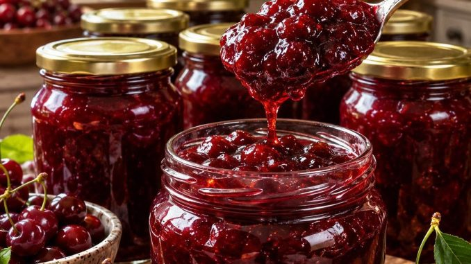 ¡DE 6 KG DE CEREZA OBTENGO 10 FRASCOS DE MERMELADA – gruesos, brillantes y llenos de fruta!