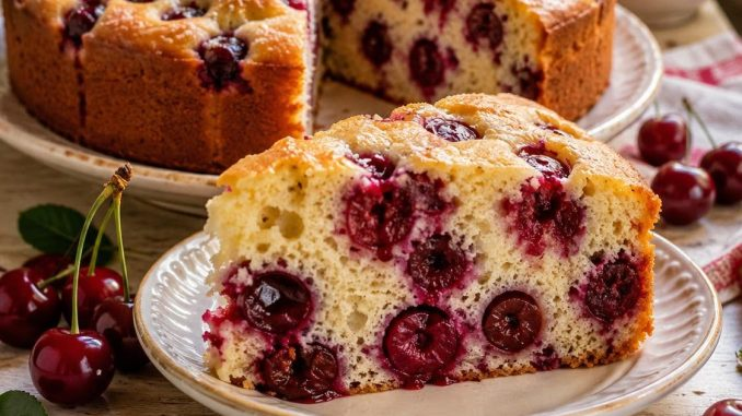 PASTEL CON AGUA AGRIA Y CEREZAS – ¡suave, jugoso y listo en poco tiempo!