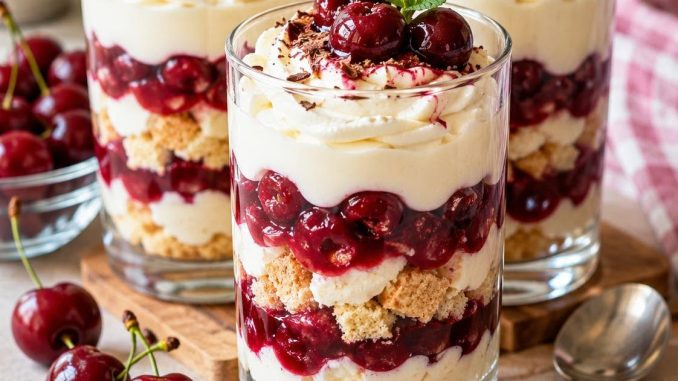 POSTRE DE CEREZA EN UN VASO – cremoso, rápido y desaparece en 5 minutos!