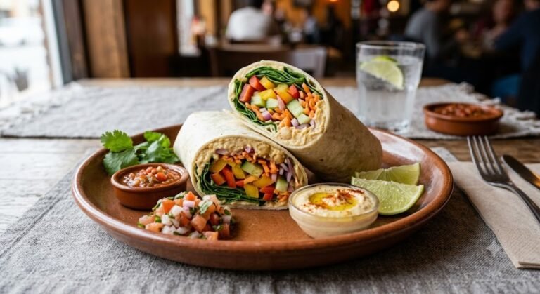 Burrito frío de hummus y verduras